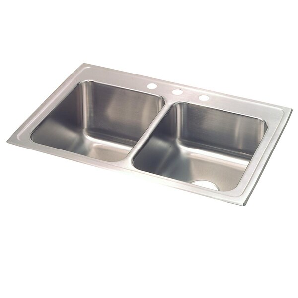 Lustertone Stainless Steel 33 X 22 X 10-1/8 Equal Double Bowl Top Mount Sink